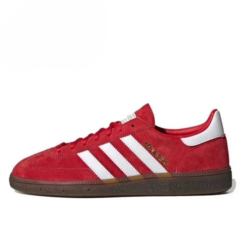 Adidas Originals Handball Spzl Men's Women's Synthetic Leather Breathable Low Top Skateboarding Shoes Red Skateboarding Shoes