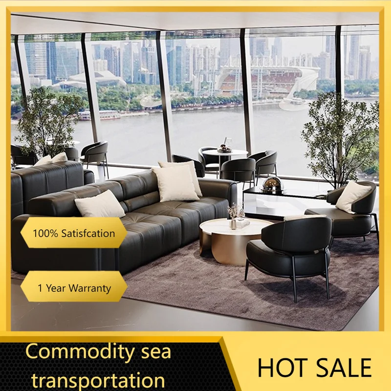 New Nordic Company Negotiation Sofa Hotel Lobby Business Reception Meeting Rest Area Waiting Leather Sofa Office Furniture FYBS