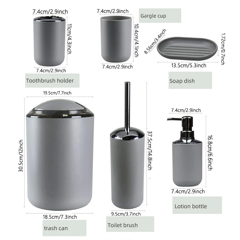 Light Luxury Bathroom Accessories Set Complete Bathroom Set Tray Toilet Brush Trash Can for Bathroom Decor and Housewarming Gift
