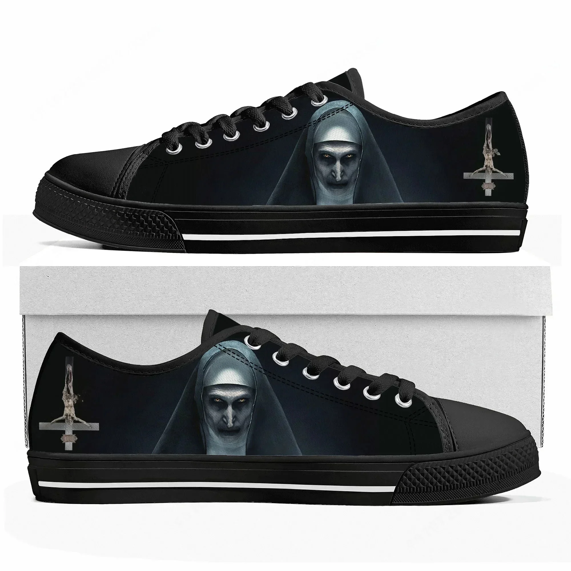Movie The Nun series Low Top Sneakers Mens Womens Teenager Canvas High Quality Sneaker Casual Custom Made Shoes Customize Shoe