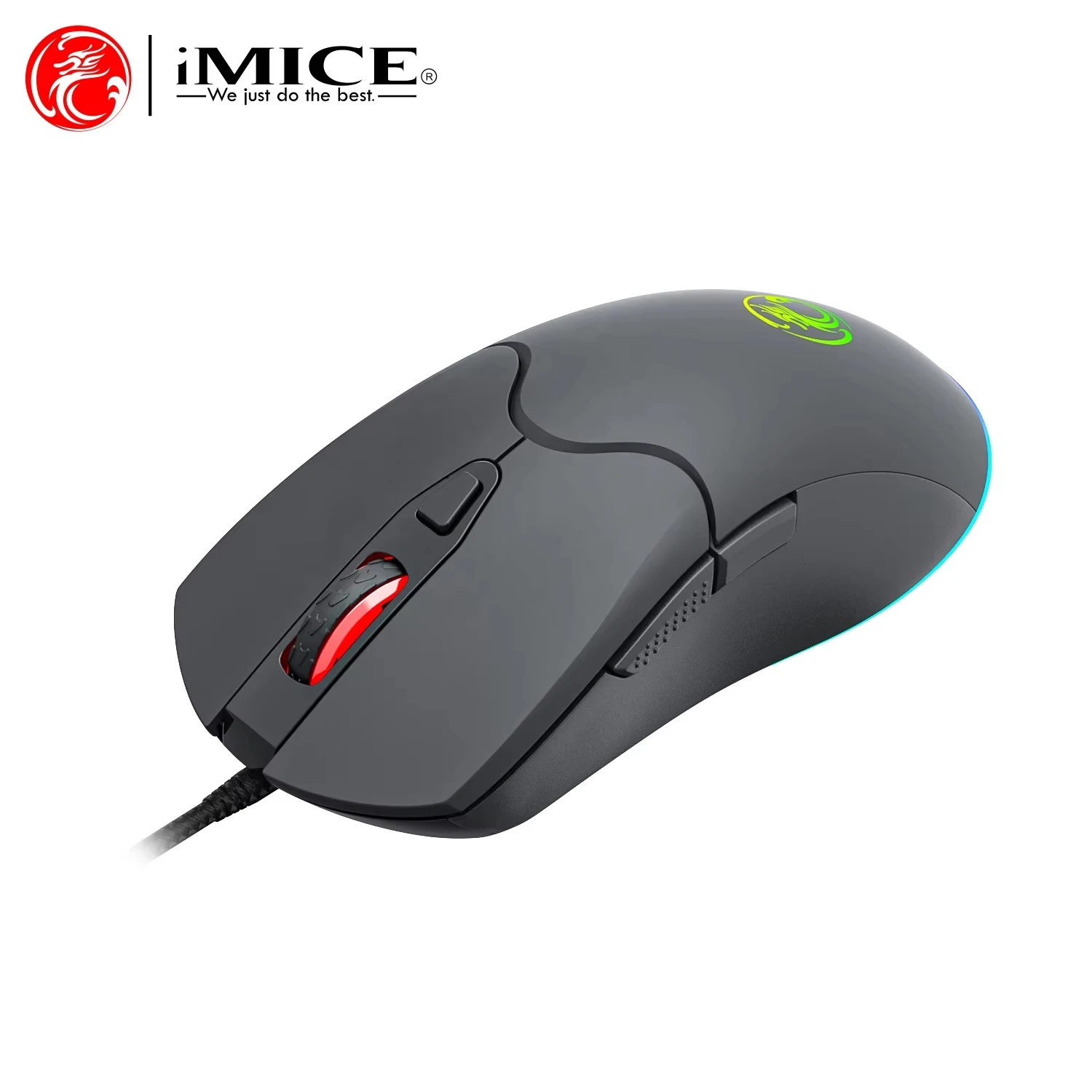 Mouse da gioco IMICE X1 Mouse per computer USB cablato con retroilluminazione RGB 6 DPI regolabili Mouse ergonomico per PC portatile con 6 pulsanti