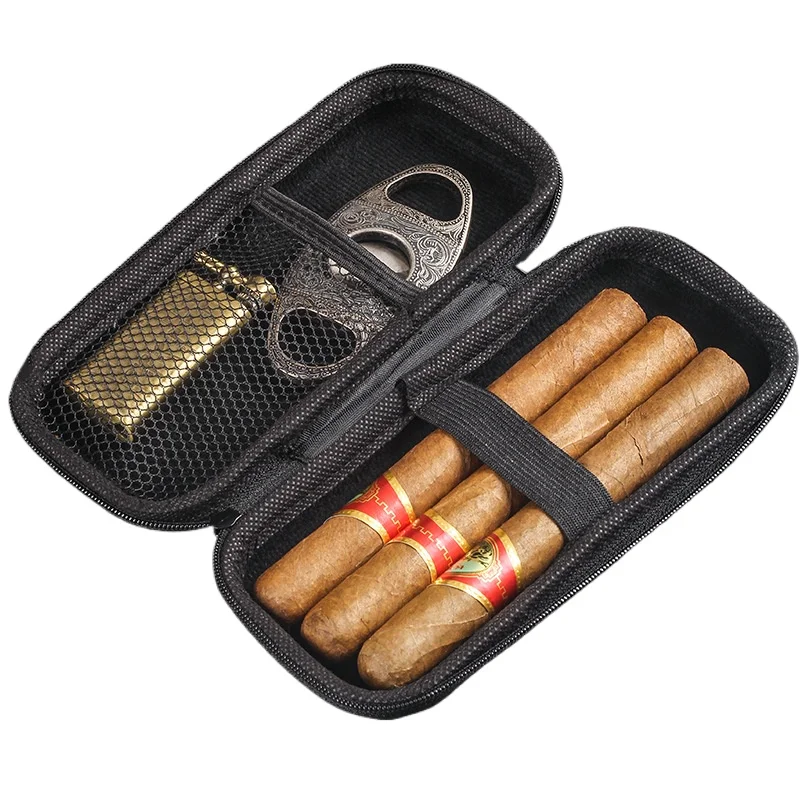 Travel Cigar Storage Case Bag Box EVA Portable Outdoor Cigar Carrying Bag Smoking Lighter Cigar Cutter Tool Case Box Men's Gift