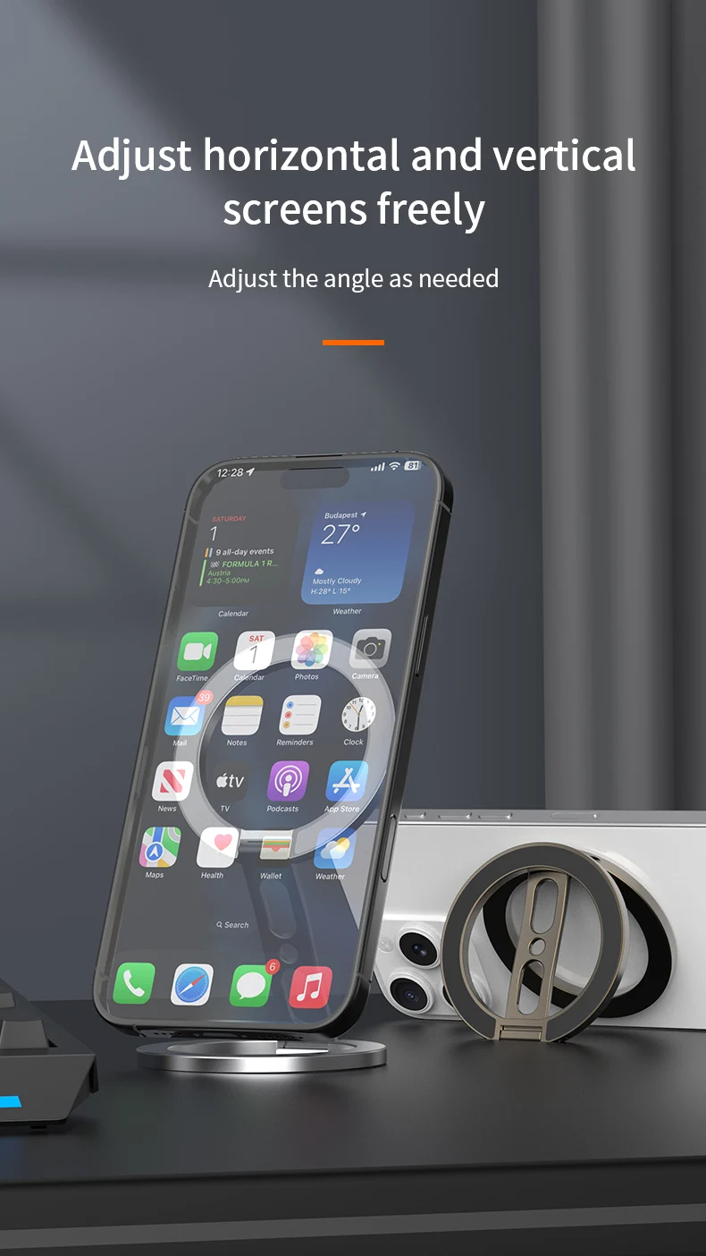 Starker Magnetischer Telefonhalter für MagSafe Doppelseitiger Magnet-Fingerring-Ständer für Desktop-Fitness Klappbare Halterung für Phone 17 16 – Detail 13