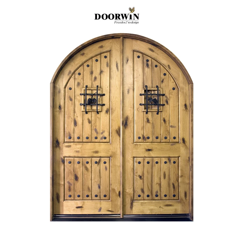 Porte d'entrée en bois massif personnalisée avec cadre en bois double vitrage, dernier design, Texas Doorwin, offre spéciale