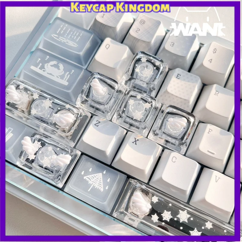 Original Snowflake angel Theme Key Dropping Glue Mechanical Keyboard PC Gaming Keyboard accessories Collect Gift Custom Keycaps