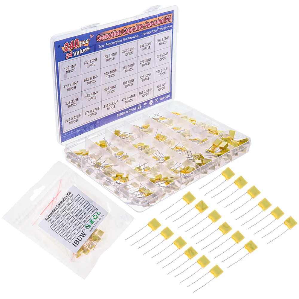 Polypropylene Safety Plastic Film kit 100nf 220nf 10nf 47nf 22nf 1nf 0.47uf 0.1uf 330nf Correction capacitor 10nf 47nf 22nf