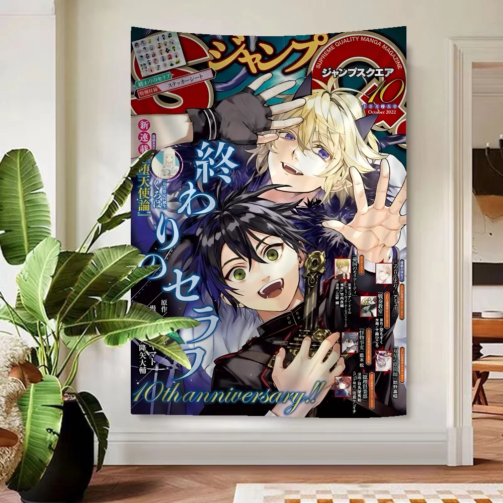 Anime Seraph of The End Printed Large Wall Tapestry Hanging Tarot Hippie Wall Rugs Dorm Home Decor