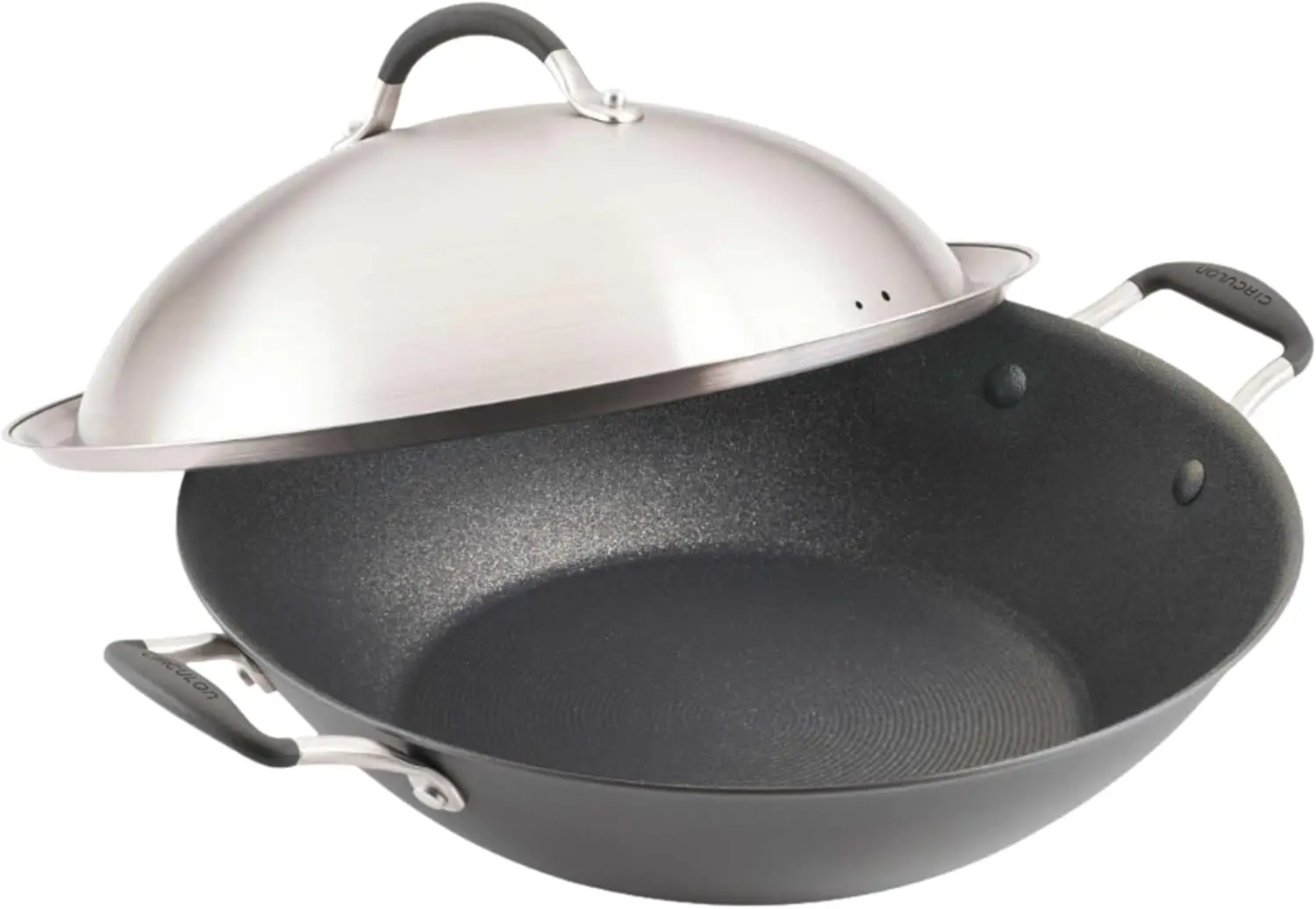 

14 Inch Induction Wok with Lid, Nonstick Scratch-Resistant Graphite Surface for Easy Cooking