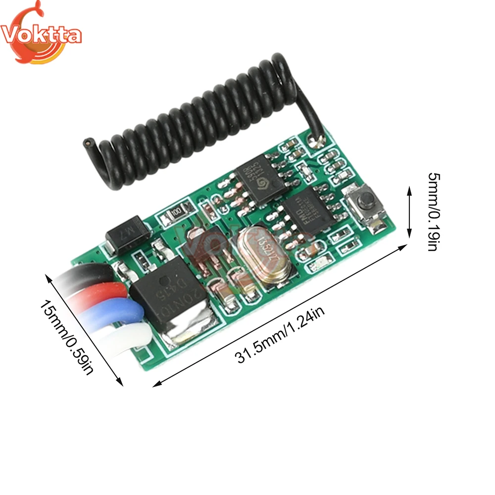 Przekaźnik Mini DC 3.6V-24V 2A Zdalny Włącznik Wyłącznik 12V 24V 433Mhz Odbiornik Nadajnik LED Kontrola Dostępu Jednokanałowy Bezprzewodowy Przełącznik