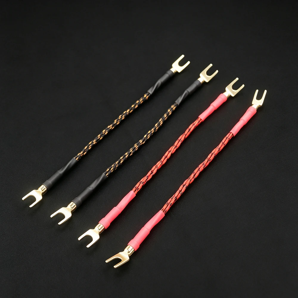 4PCS 20cm oxygen-free copper hifi Jumper Cable Hi-End Hifi Audio Jumper Wire Banana /Y Spade speaker cable biwire jumper leads
