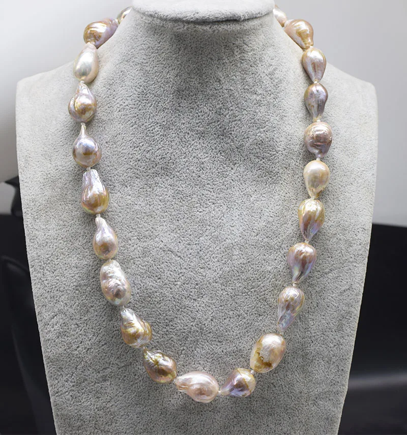 

wow! freshwater pearl baroque reborn keshi"Edison" multicolor necklace 17inch nature FPPJ