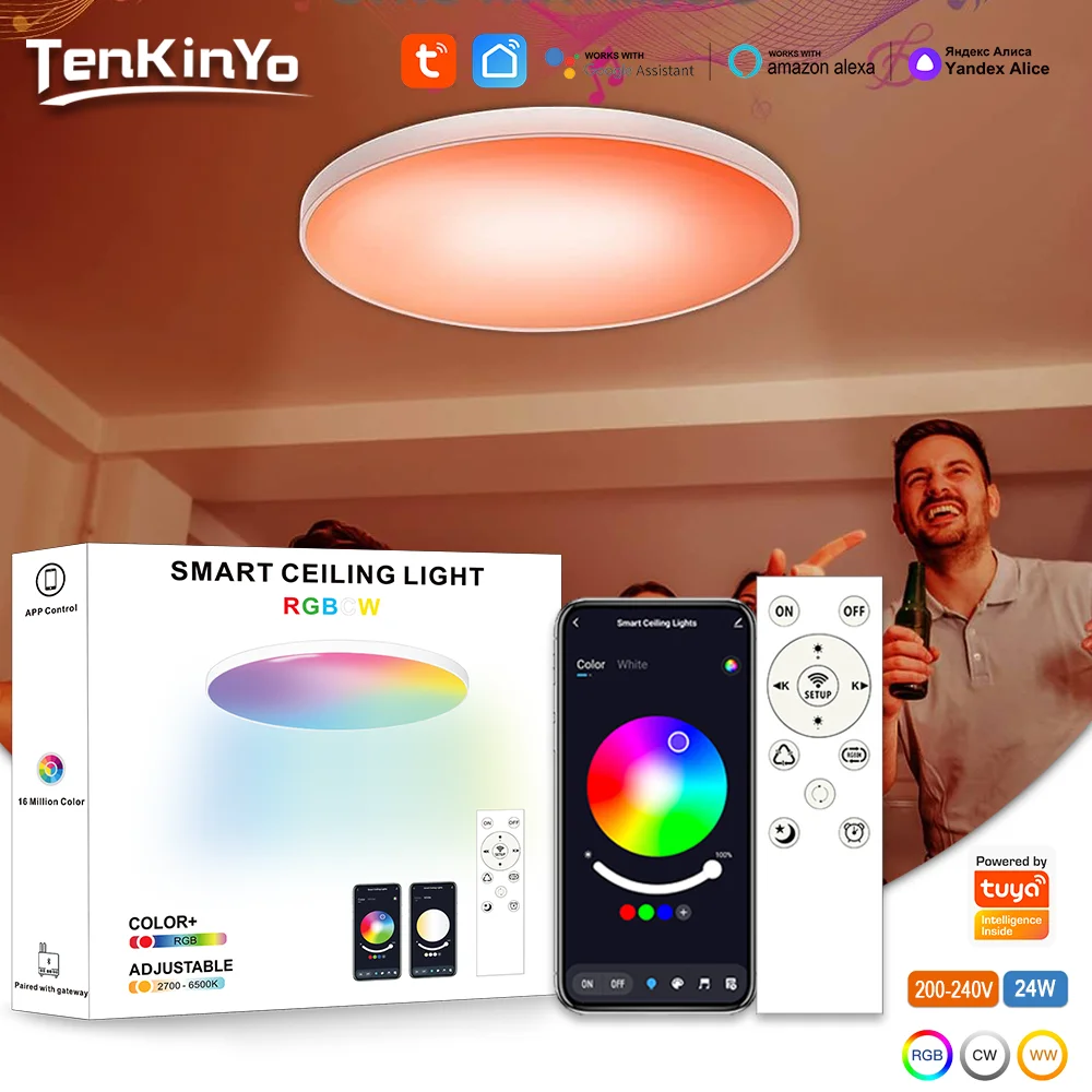 Smart Wireless LED Round Ceiling Light RGBCW Remote Color Changing Lamp Life APP Control Dimmable Timing For Bedroom Home Decor