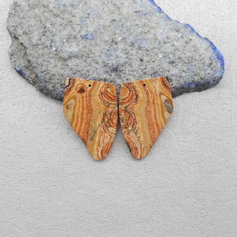 

Natural Yellow Spotted Stone DIY Earring Accessories Unique Gemstone Nugget Beads for Jewelry Making 34x23x3mm 7.9g