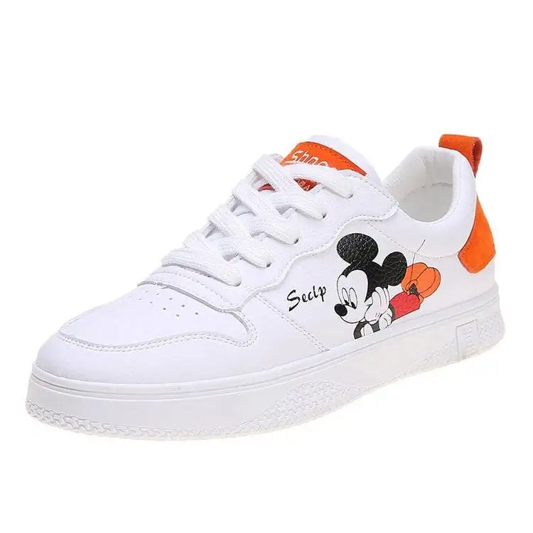 2024 Spring New hot Little White gray orange Versatile Lace Up Mickey Mouse Sports Student Board Shoes Women's shoes