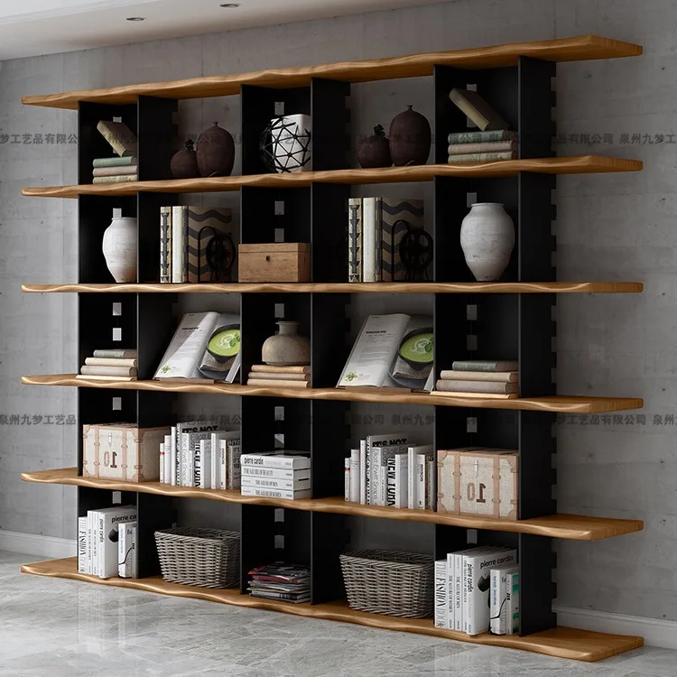 

Полки Nine Dream Loft в индустриальном стиле из кованого железа и массива дерева, полочные системы от пола до потолка, многоярусные книжные полки для гостиной