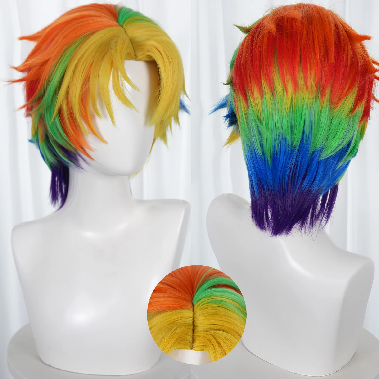 Women Men Rainbow Dash Pony Friends Cosplay Wig Colorful Wig Cartoon Anime Cosplay Costume Halloween Party Role-Play Wig