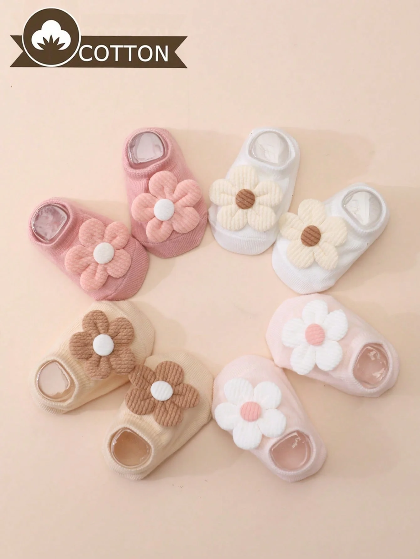 4 Paar süße, mit Blumen verzierte kurze Socken für Babys, einfarbig, rutschfeste Bootsocken, vielseitig einsetzbar für vier Jahreszeiten – Detail 4