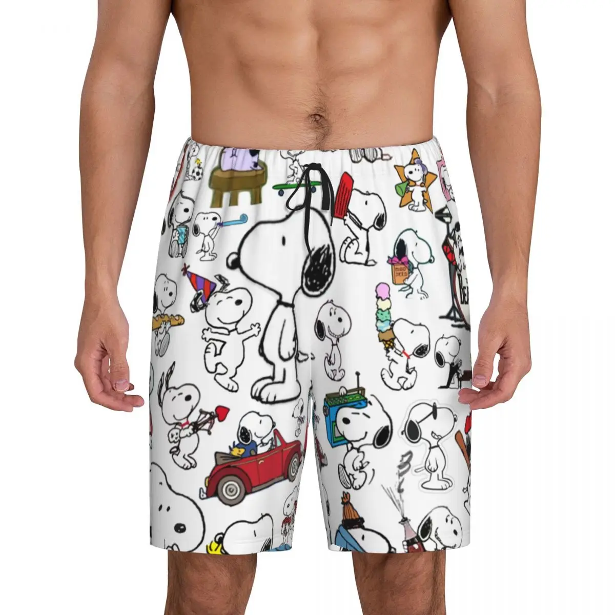 

Custom Manga Snoopy Woodstock Pajama Shorts Men's Cartoon Dog Sleepwear Lounge Bottom Stretch Sleep Short Pjs with Pockets