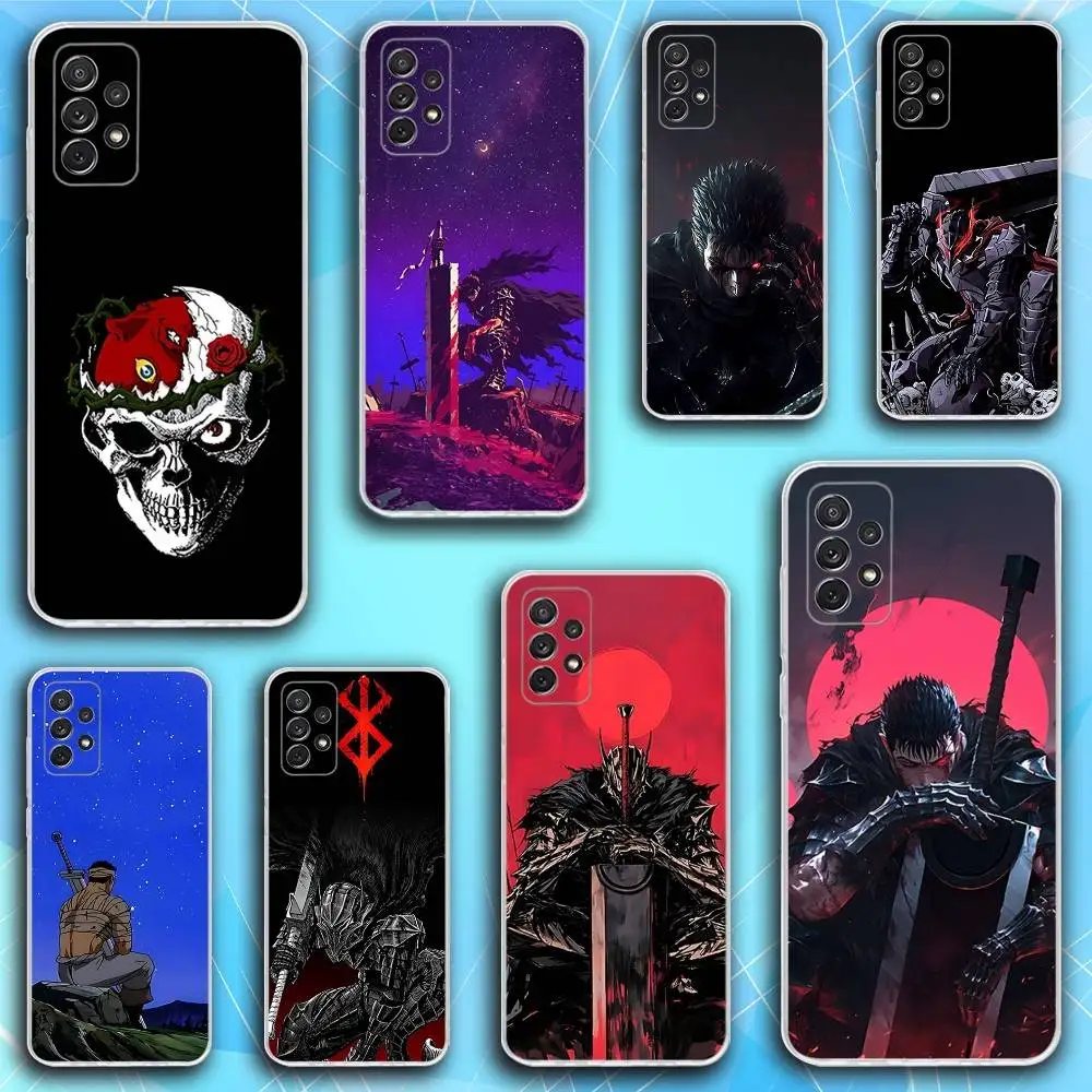 

B-Berserk Japanese Anime Phone Case For Samsung S30,23,21,22,20, FE lite,S10,9,8,7 PIus Note20ultra Soft Transparent
