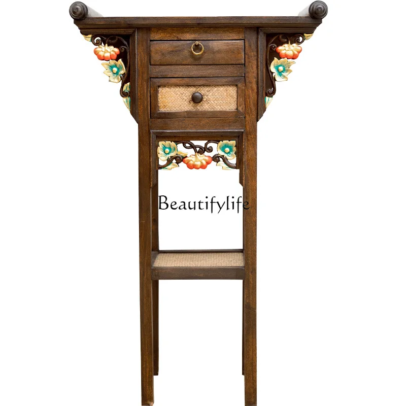 

*Incense case household solid wood Buddhist table offering table Shentai Thai casket