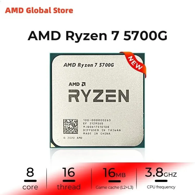 AMD Ryzen 7 5700G CPU 100-000000263 7nm 4.6GHz Eight-Core Sixteen-Thread 16MB L3 AM4