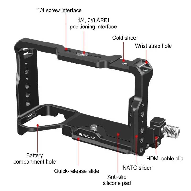 Metal Camera Cage Stabilizer Rig For Sony ILCE-A7CM2 / Alpha 7C II / Alpha 7CR