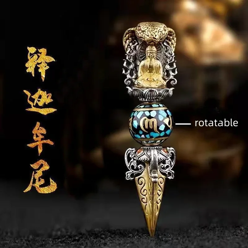 Vintage Golden Snake Shakyamuni Buddha Pendant For Men Jewelry Amulet Vajra Pestle Necklace Male Trendy Gift For Friend 3