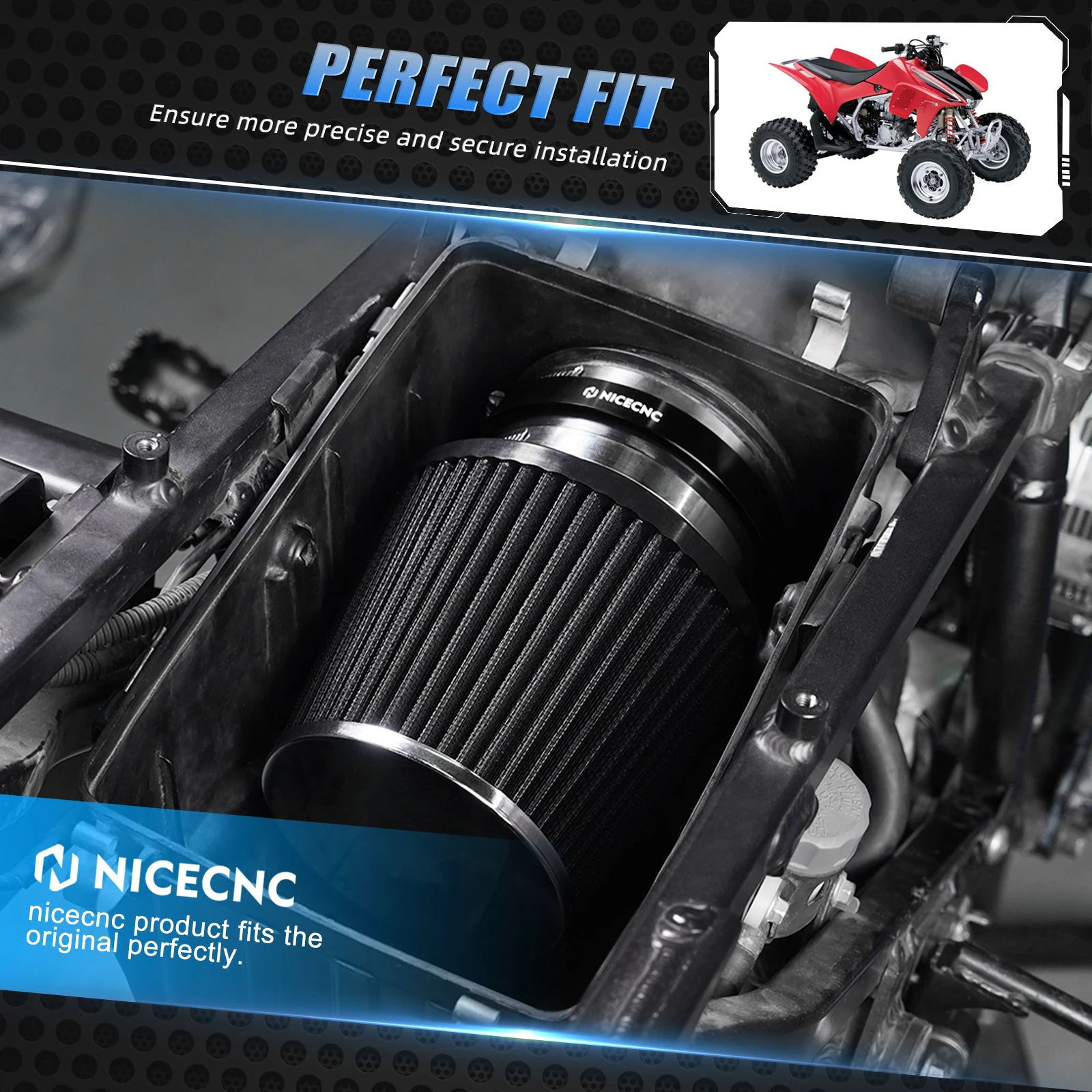 NICECNC Airbox Lid Cover and Filter Intake Kit For Honda TRX450R 2006-2009 TRX450ER 2006-2014 Replaces 17211-HP1-600 Aluminum view 4