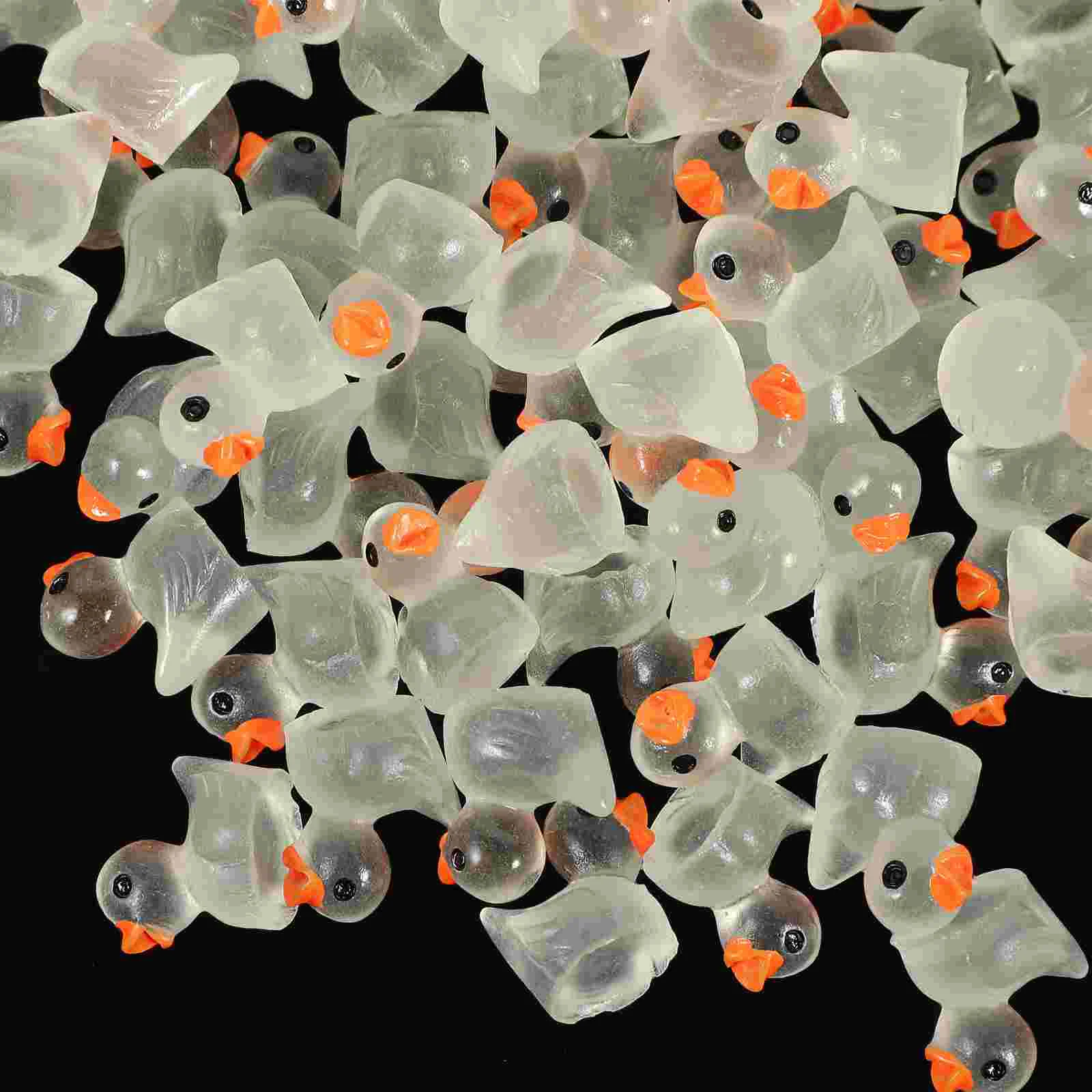 100 Stück Auto leuchtende Ente Ornament Mini Spielzeug Enten verstecken Harz Miniatur Cartoon Figuren