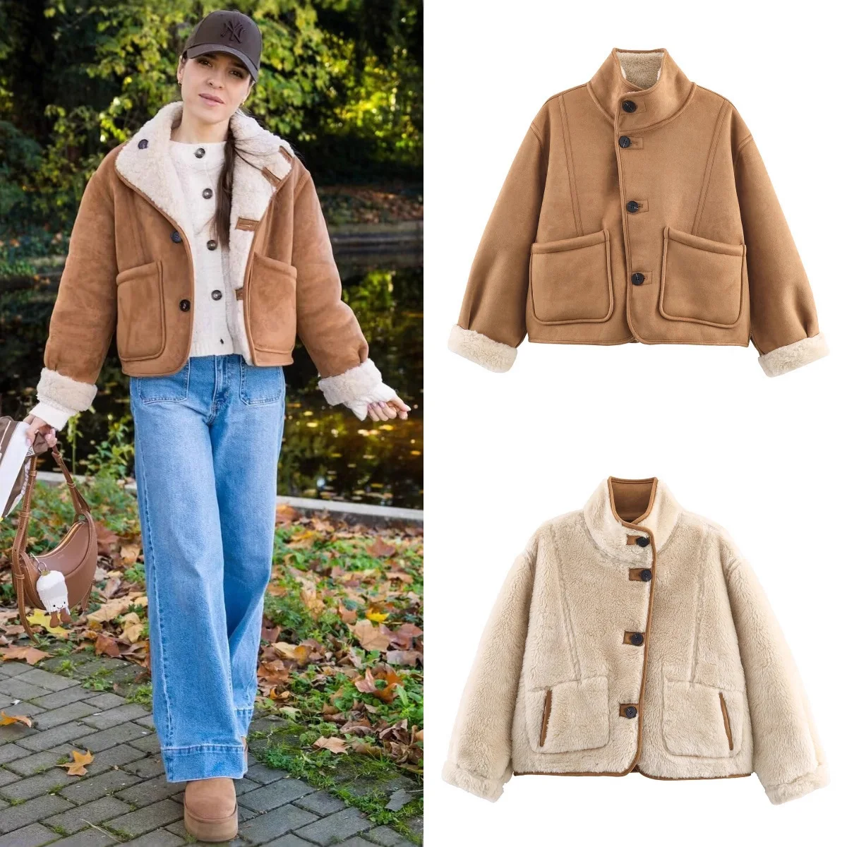 Winter Wind Fashion Doppelseitig tragbare Fleece-Thermojacke 2026 Frühling im neuen Retro-Trend