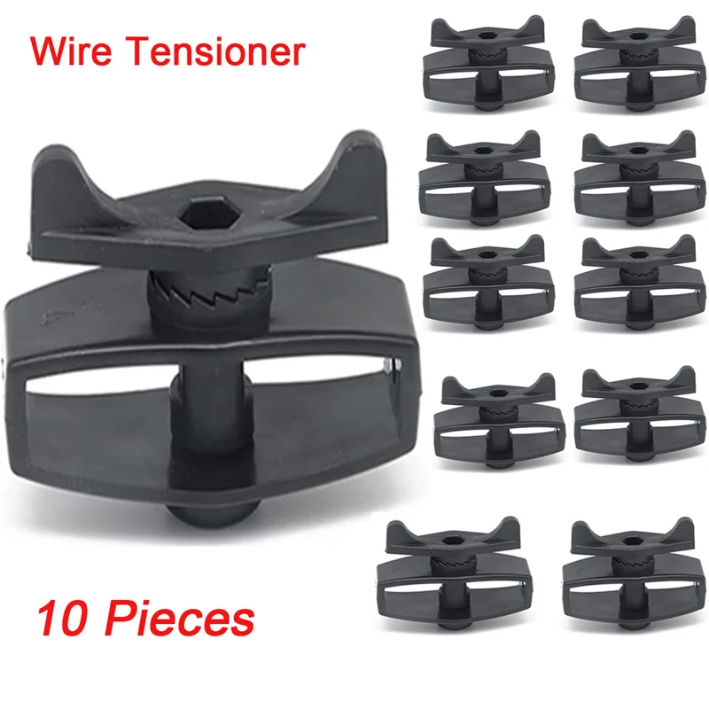 10PCS Black Plastic Electric Fence Wire Tensioner for Aluminium Stainless Steel Small Galvanized Wire Fence Accessories Atrainer