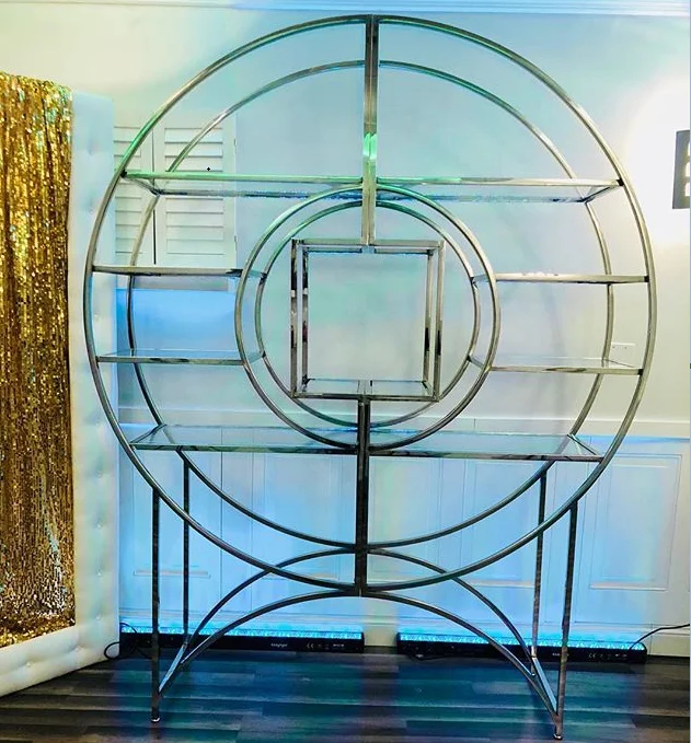 Wedding event decoration glossy gold metal round shelf dessert display rack