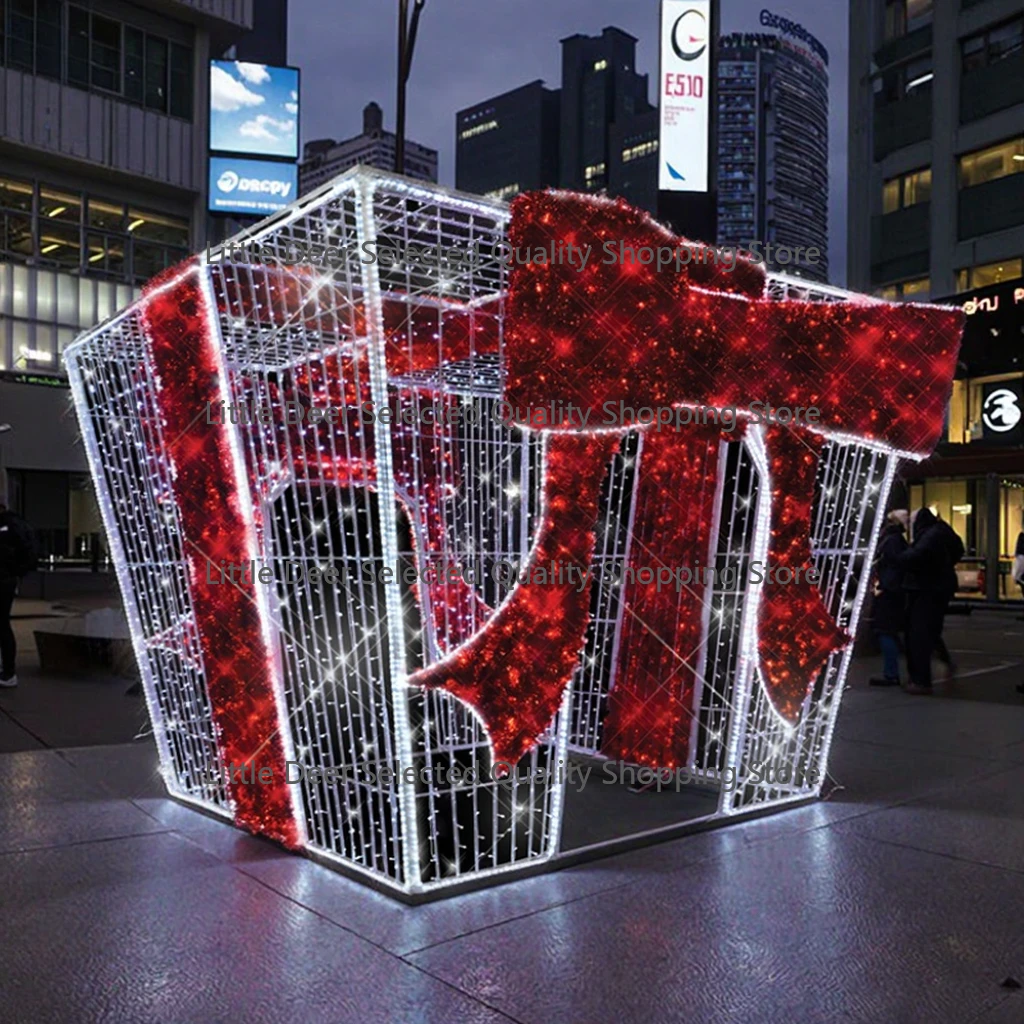 Toprexdecor New Style Large 3D LED Giant Lights Gift Box Outdoor Lighting Christmas Archway Motif Light Decorations