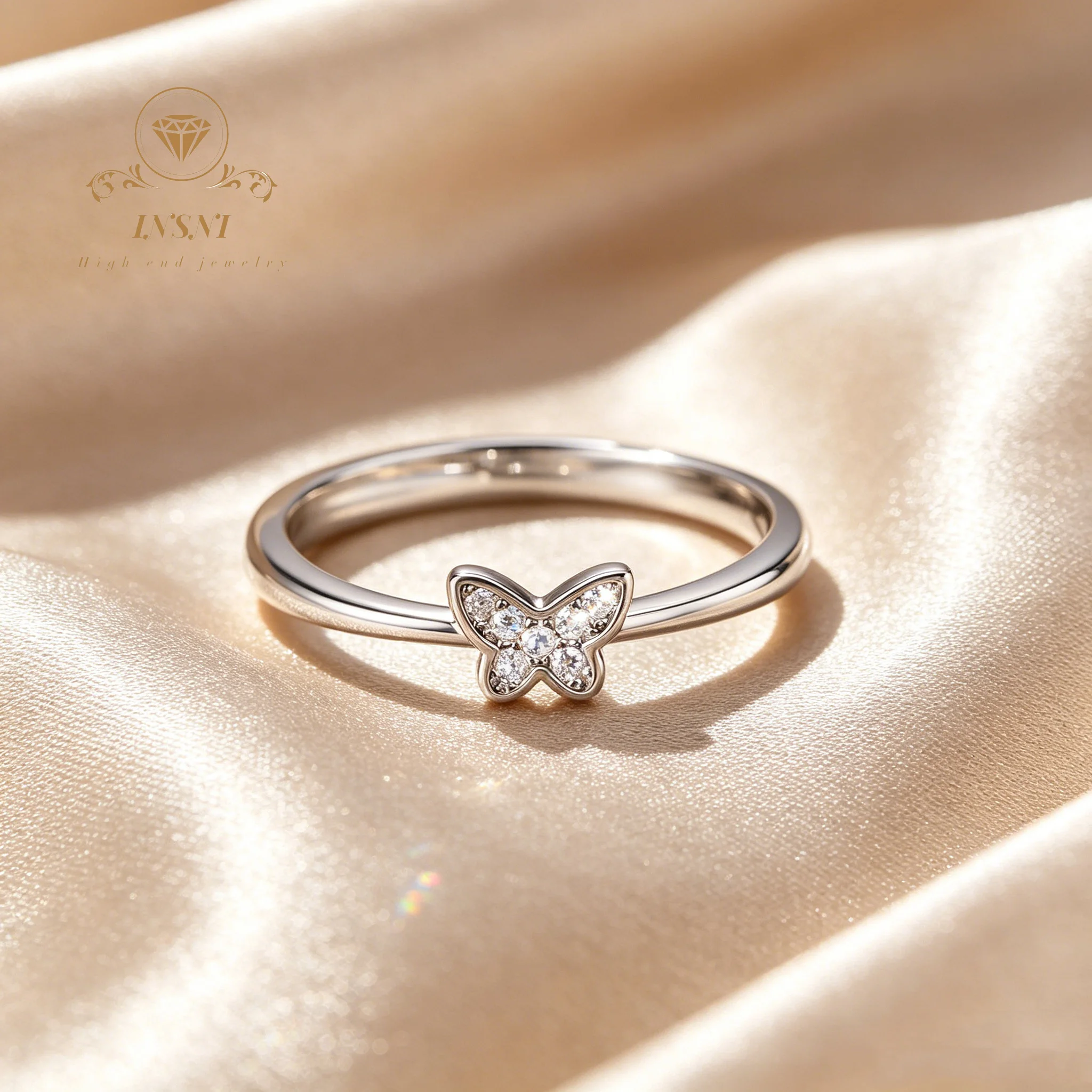 

Moissanite Butterfly Ring Niche Non-fading Open Ring, Moissanite S925 Sterling Silver Ring Affordable Light Luxury Jewelry Gift