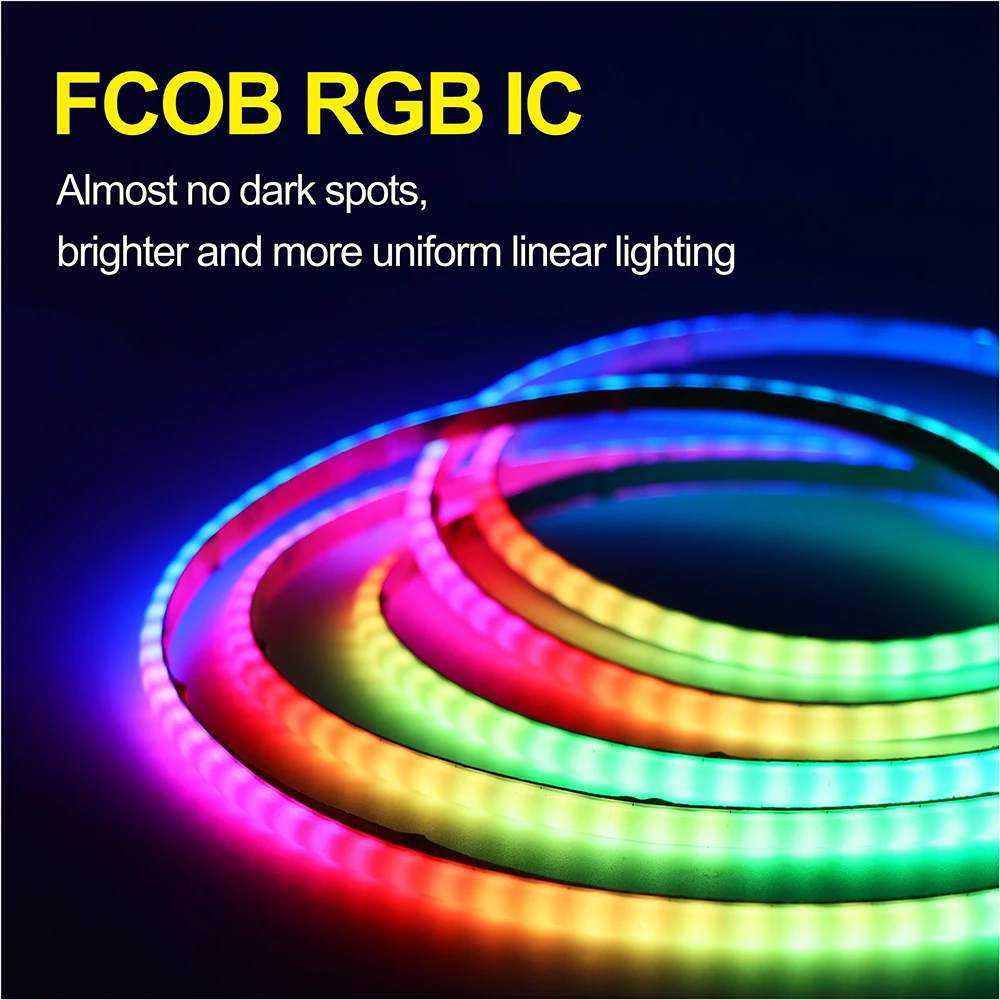 WS2812 COB 240D With USB 28Keys Bluetooth Smart RGB COB Strip Controller APP Control 720LEDs/m Sound-Activated Music Mode 5V LED