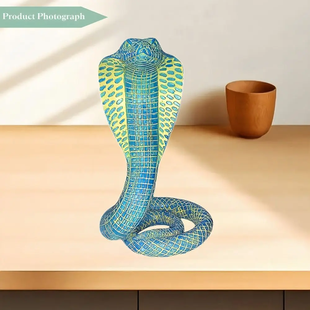 Exquisito modelo de Cobra 3D realista, adorno de serpiente de juguete, figura de Cobra simulada, escamas, modelo de simulación de Animal de resina, Navidad