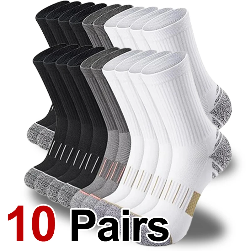 10 Pairs Unisex Long Tube Sports Socks Fashionable Stripes Soft Comfortable Sweat Absorbing Breathable All Season Casual Socks