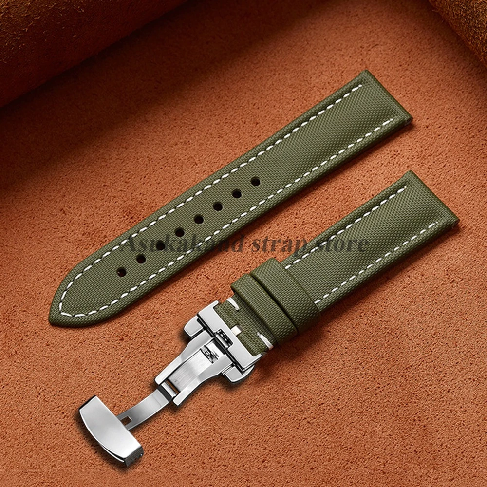 Segeltuch-Uhrenarmband 18/19/20/21/22 mm für Omega für Seiko Business Schmetterlingsschnalle wasserdicht Herren Damen Schnellverschluss-Armband