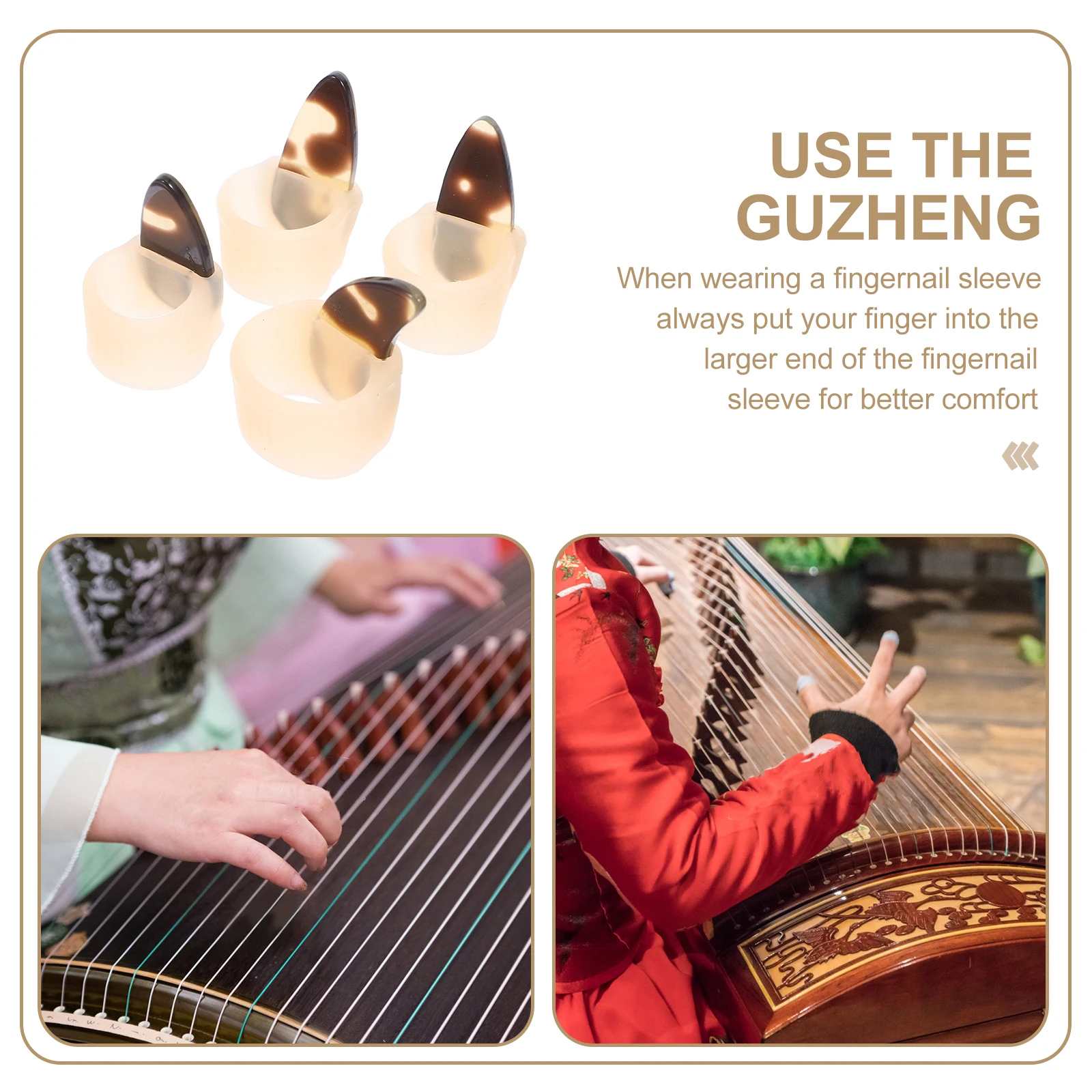 

Kids Guzheng Nail Set Finger Guard Metal Beige Silica Gel Chinese Instrument Child
