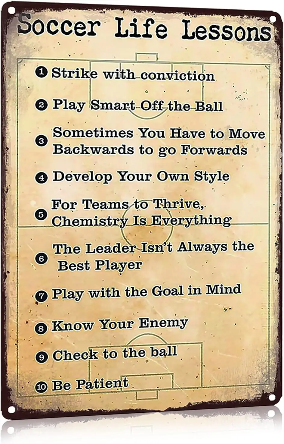 Soccer Life Lessons Metal Tin Sign for Bar Garage Boy's Room Wall Decor Retro Vintage 7.87 X 11.8 inches 30 x 20 cm sign sign