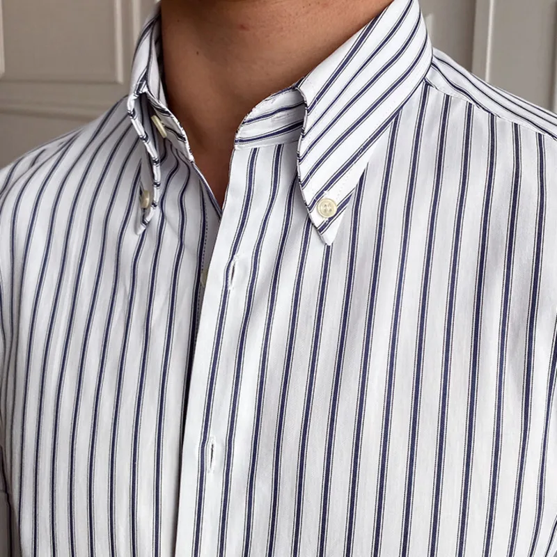 Casual Stripe Shirt Retro Shirt Dress Camisa Masculina Social Italian 2022 Spring British Style Men Long Sleeve Striped Shirt