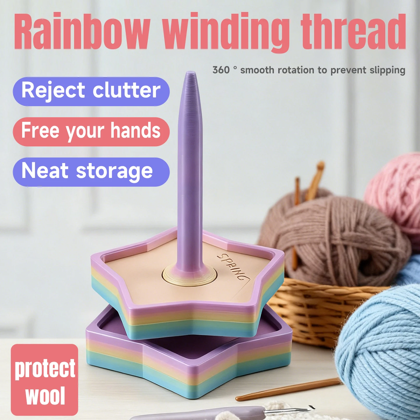Yarn Holder Dispenser Spinner Vertical Stand Supply Holder for Knitting and Crochet Vertical Spin Is a Spinner