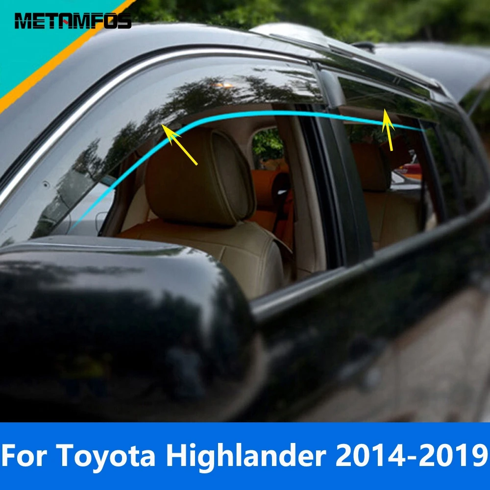 

Автомобильные аксессуары для Toyota Highlander 2014-2018 2019, оконный козырек, ветровой дефлектор, вентиляционный солнцезащитный козырек, защита от дождя, навес для тента