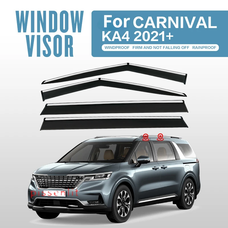 

Window Visor for Kia Carnival KA4 2021-22 Weathershields Wind Rain Guard Roof Sun Rain Shade Vent Visor Spoiler Wing Awnings