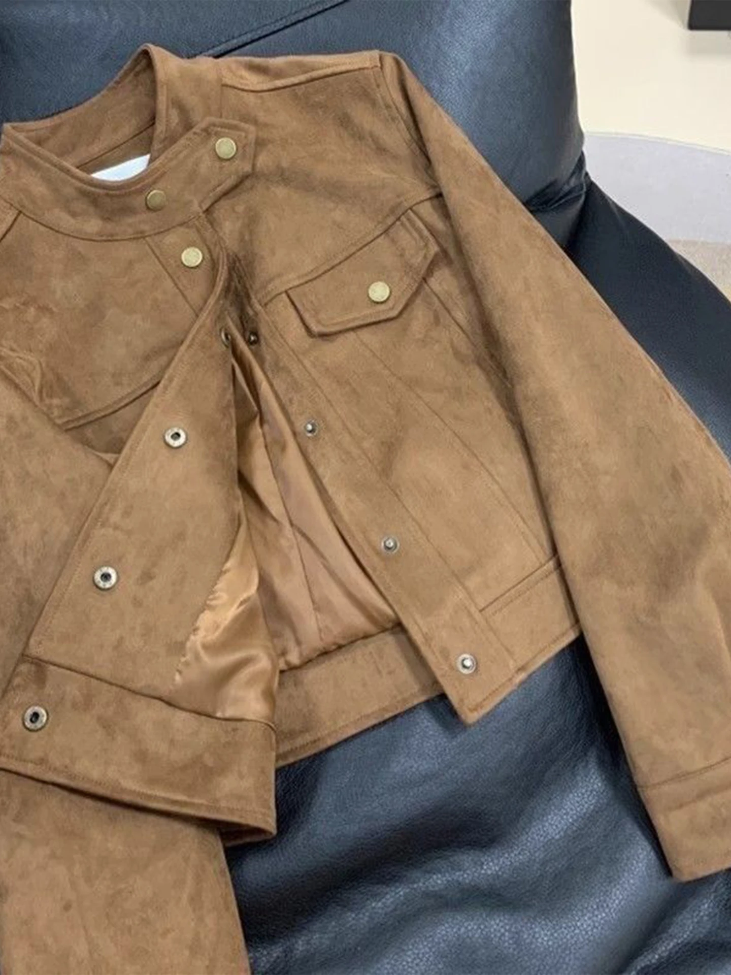 

Women's ort Thiened Suede Jaet Autumn Winter New Sle 2025 Faion Small Size High-End Feeling Commute Sle Coat