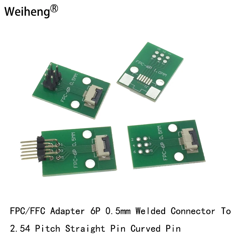 10 Stuks Fpc/Ffc 6P-A-Wa Flexibele Kabel Adapter Board Dubbelzijdig 0.5Mm Tot 2.54Mm Rechte Gebogen Naald