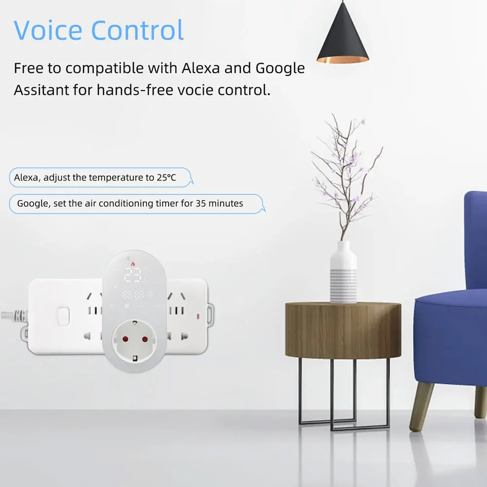 Imagem -05 - Tuya Casa Inteligente Wifi Termostato Digital Aquecimento Termostato de Controle Tomada Temperatura 16a Plug App com Alexa Google Casa