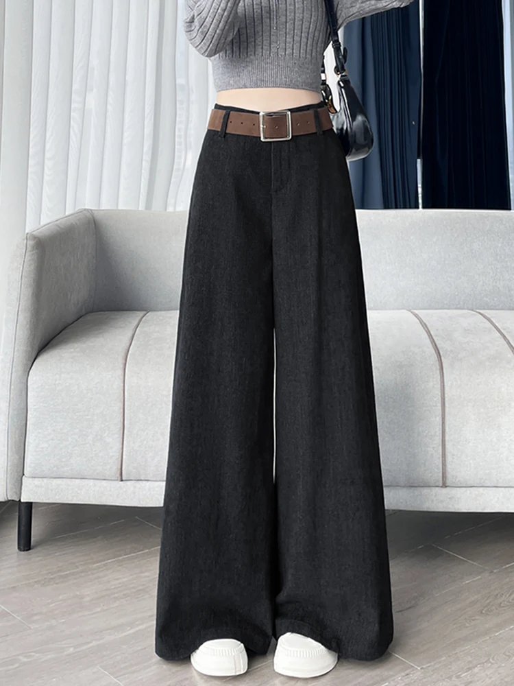 High Waist Drapey Straight Leg Wide Leg Pants Women's Casual Trousers Autumn Winter New Sle Slimming Look Faion Sensation