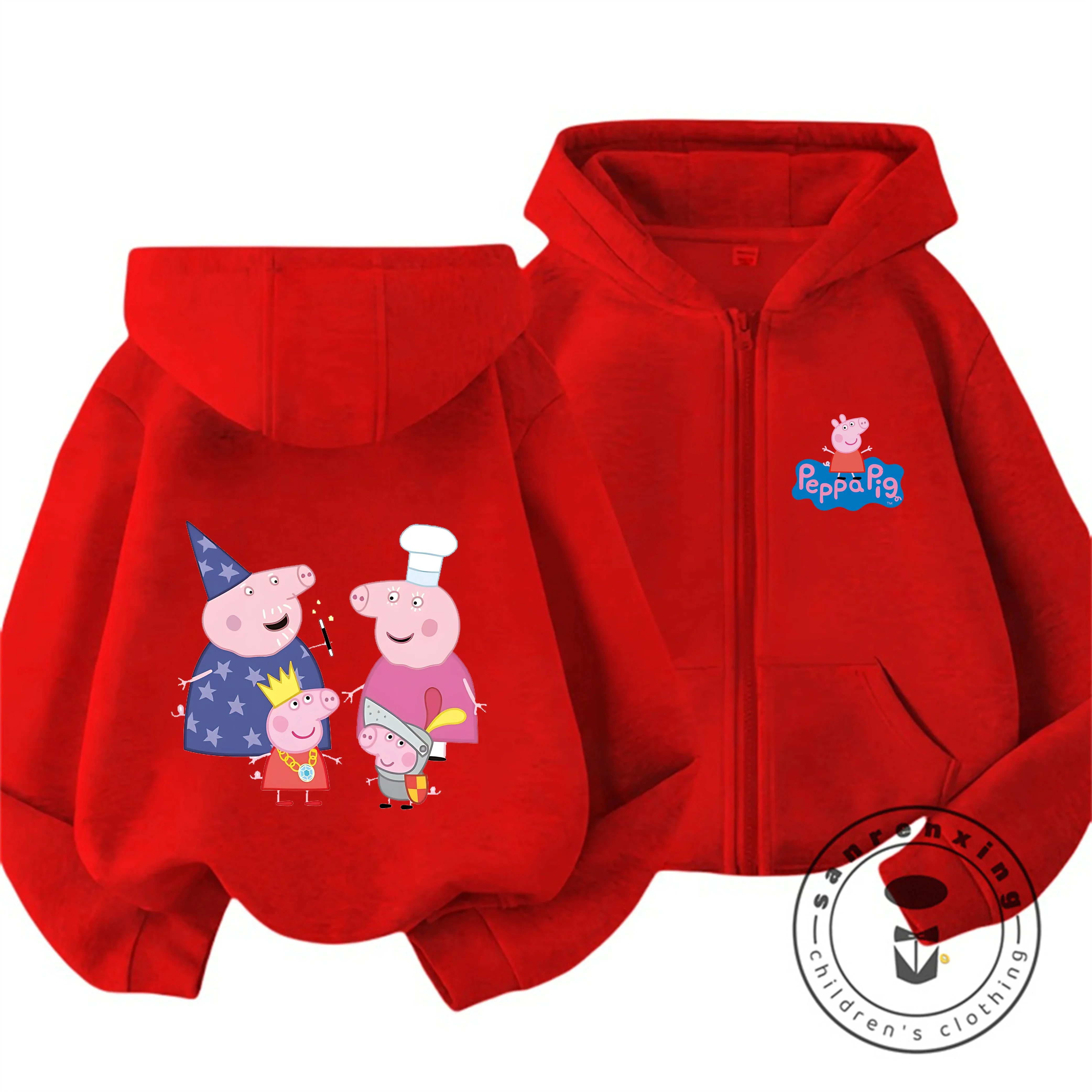 Soft Casual Zipper Hooded Sweatshirt Cute Cartoon Winter Trendy Kids Zipper Hoodie Peppa Pig 3 14 Years
