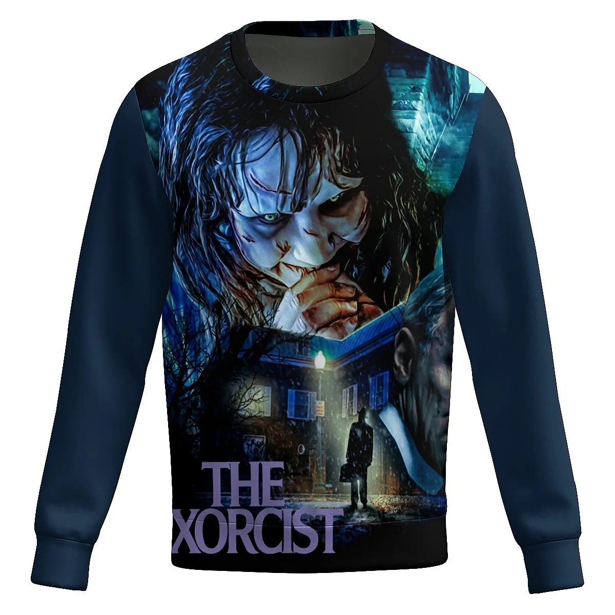 Camiseta de manga larga The Exorcist, camiseta con estampado 3D para hombre, ropa informal con cuello redondo para hombre, camisetas de manga larga con dibujos animados de gran tamaño para niños